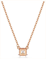 Swarovski Stilla Attract Pendant Necklace - Squar Cut, White, Rose-Gold Plated