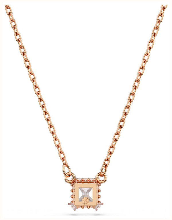 Swarovski Stilla Attract Pendant Necklace - Squar Cut, White, Rose-Gold Plated