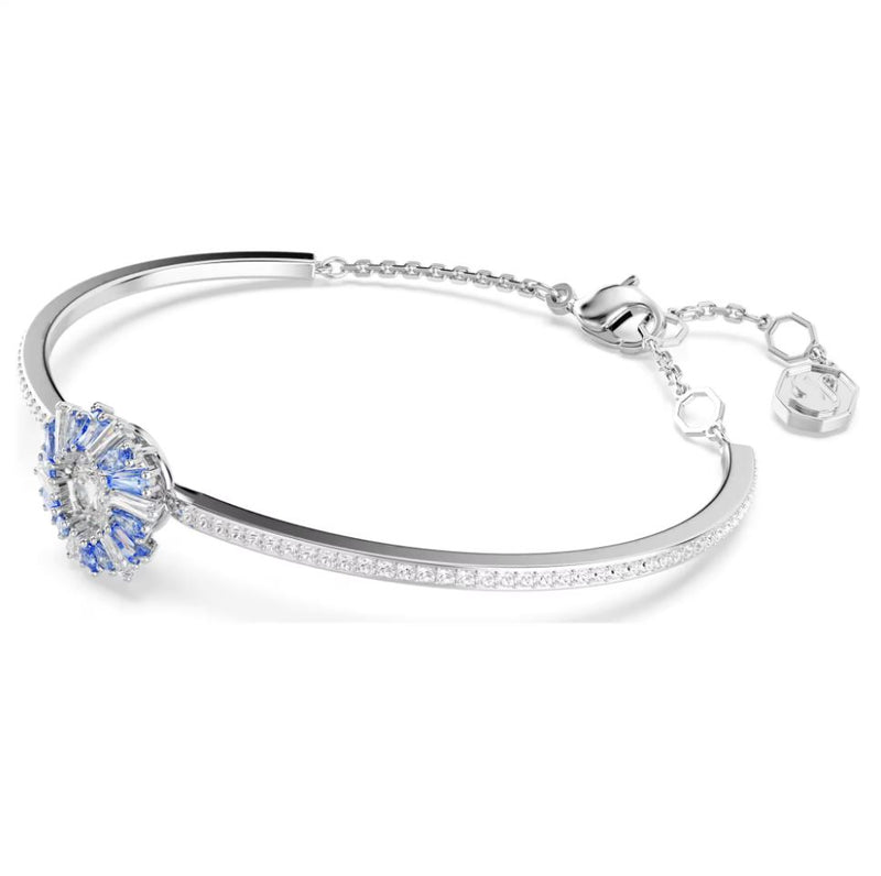 Swarovski Idyllia Bangle Bracelet - Flower, Blue, Rhodium Plated