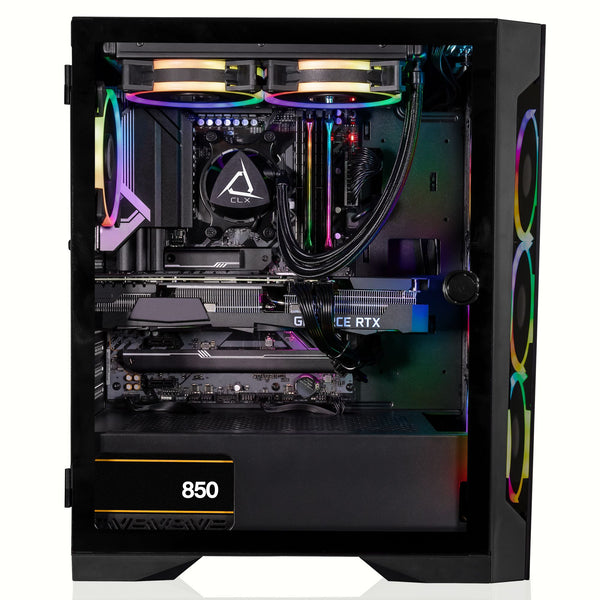 CLX SET VR-Ready Gaming Desktop - Liquid Cooled AMD Ryzen 9 7900X 4.7GHz 12-Core Processor, 32GB DDR5 Memory, GeForce RTX 4080 16GB GDDR6X Graphics, 1TB SSD, 4TB HDD, WiFi, Windows 11 Home 64-bit