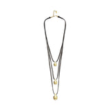 UNOde50 Triple Leather Gold Alloy Ball Necklace