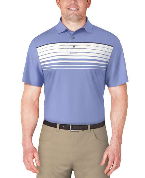 PGA Tour Chest Stripe Print Short Sleeve Golf Polo Shirt