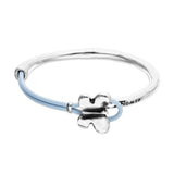 UNOde50 Silver & Blue Leather Butterfly Semi-Rigid Bracelet - Medium