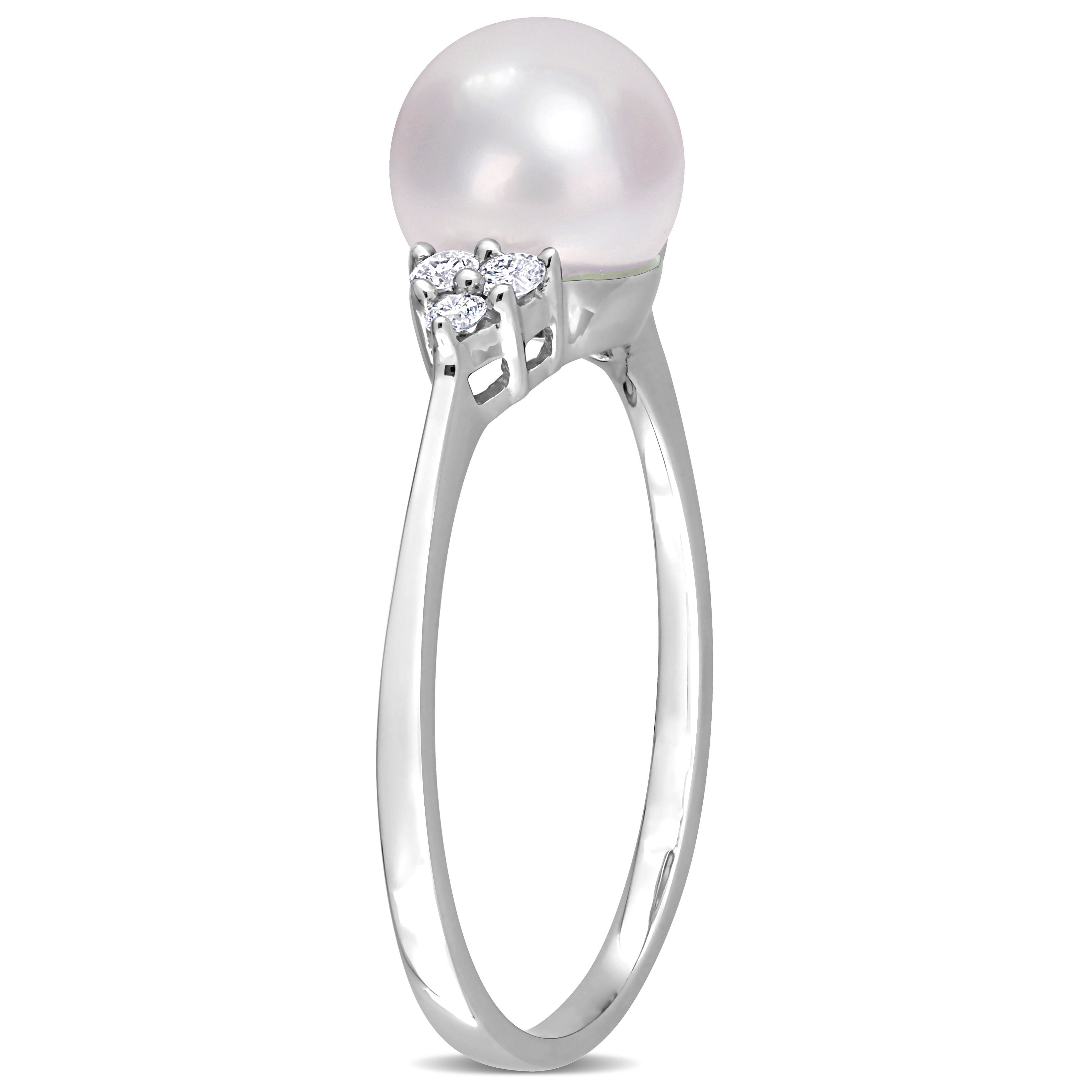 Sofia B Cultured Freshwater Pearl And 1/8 CT TW Diamond Ring - Size 7