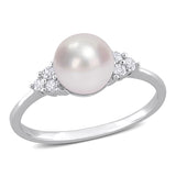 Sofia B Cultured Freshwater Pearl And 1/8 CT TW Diamond Ring - Size 7