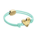 UNOde50 Teal Elastic Thread Gold Heart Charm Bracelet - Medium