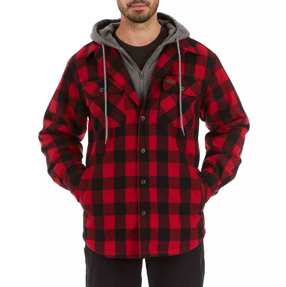 Mens sherpa lined flannel jacket with hood online