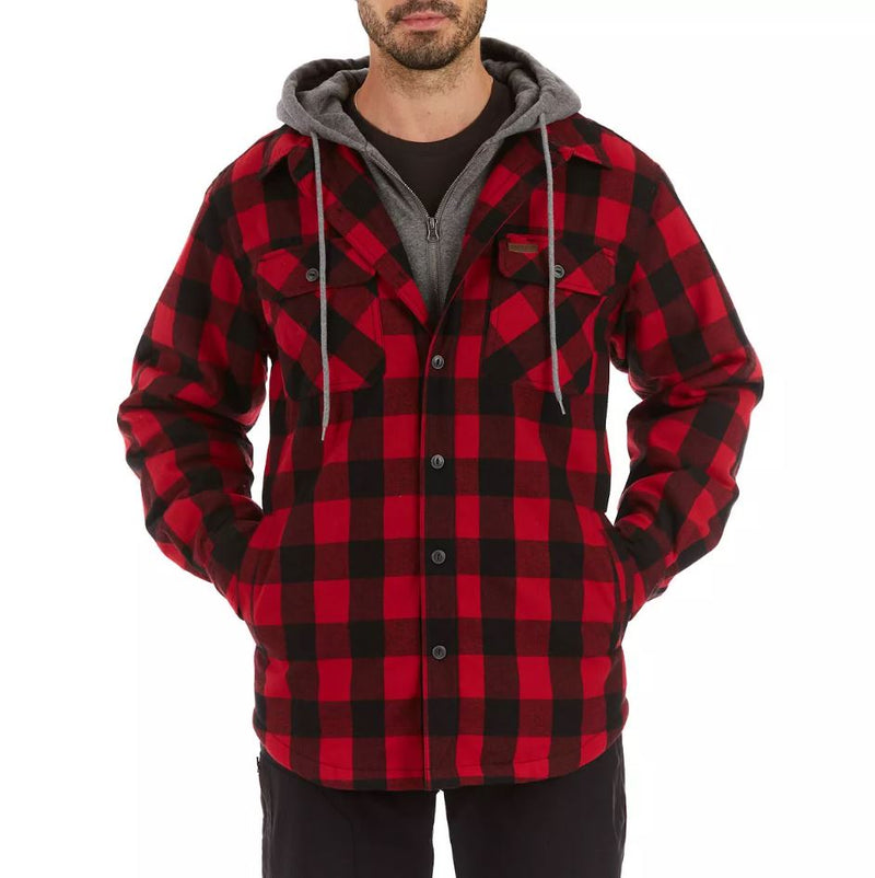 Mens sherpa lined flannel hoodie best sale