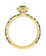Effy 14K Yellow Gold Emerald Wrap & Diamond Halo Ring