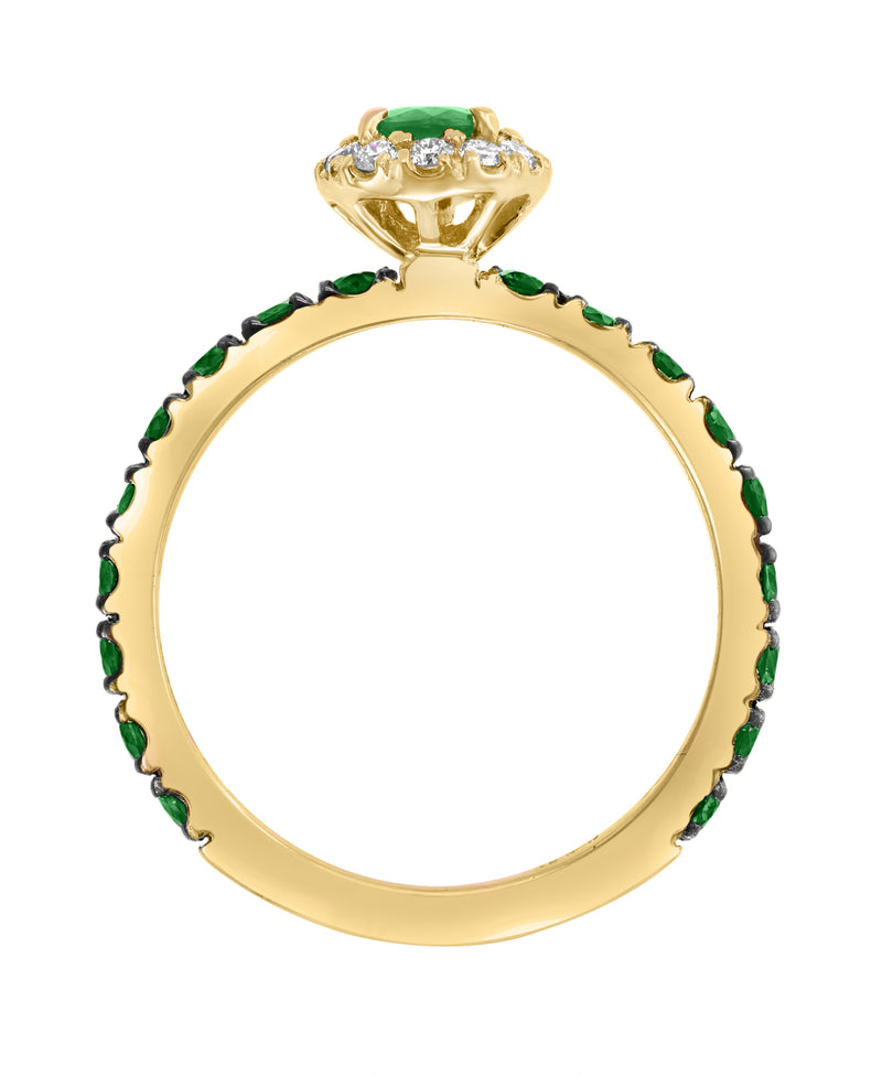 Effy 14K Yellow Gold Emerald Wrap & Diamond Halo Ring