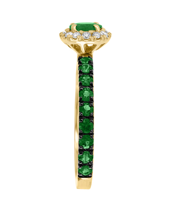Effy 14K Yellow Gold Emerald Wrap & Diamond Halo Ring