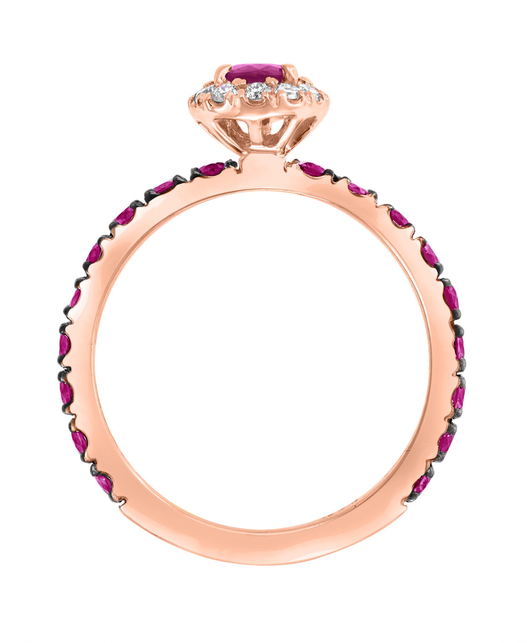 Effy 14K Rose Gold Ruby & Diamond Halo Ring