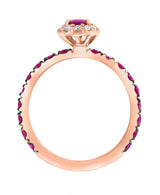 Effy 14K Rose Gold Ruby & Diamond Halo Ring