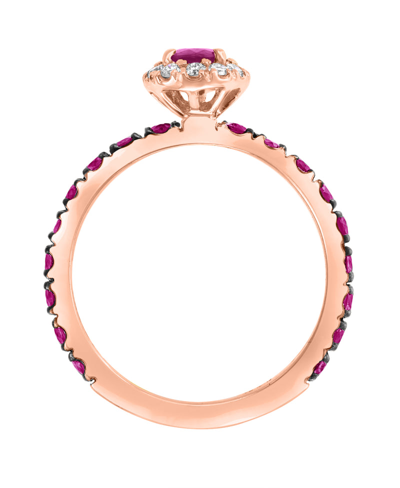 Effy 14K Rose Gold Ruby & Diamond Halo Ring