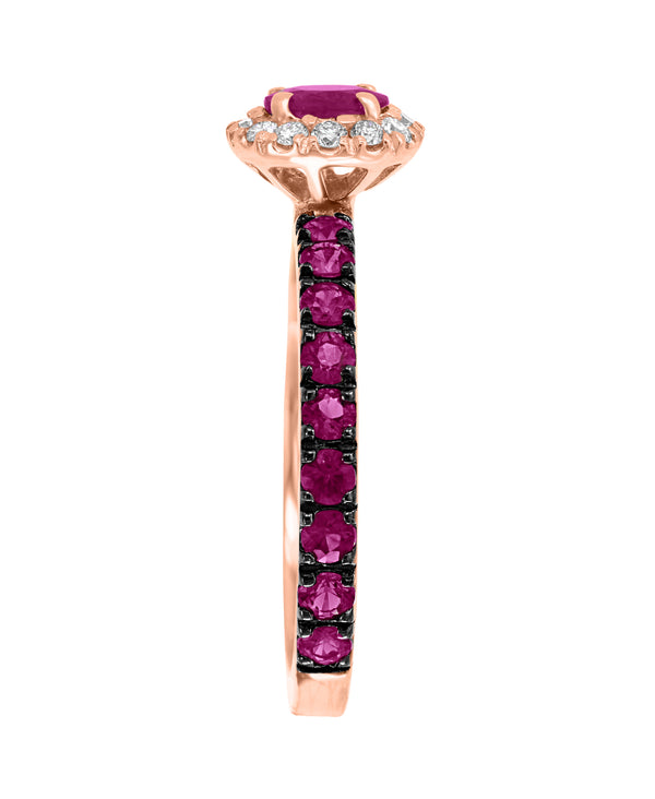 Effy 14K Rose Gold Ruby & Diamond Halo Ring