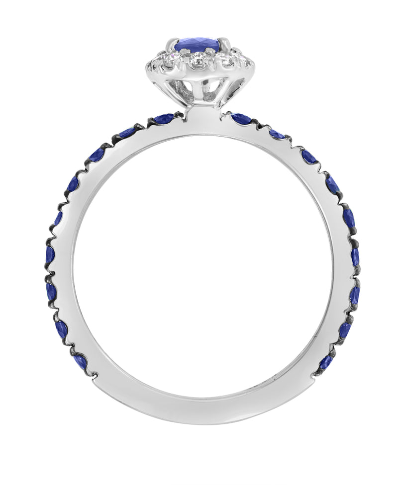Effy 14K White Gold Sapphire & Diamond Halo Ring