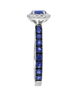 Effy 14K White Gold Sapphire & Diamond Halo Ring