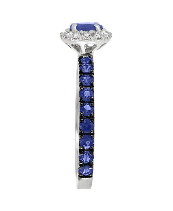 Effy 14K White Gold Sapphire & Diamond Halo Ring