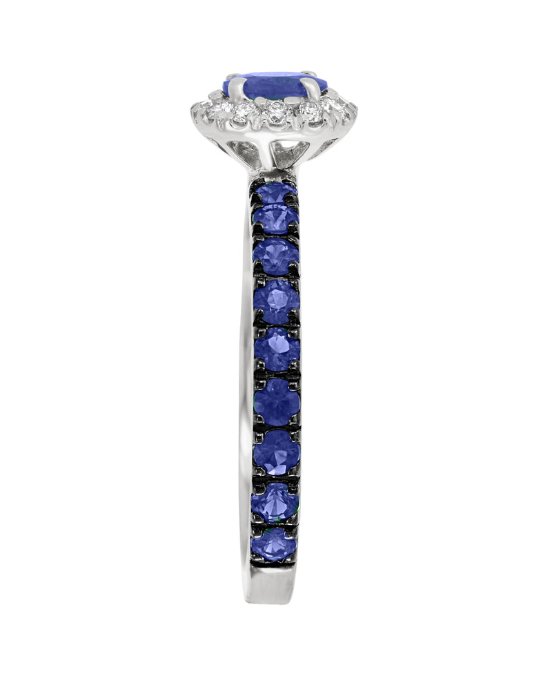 Effy 14K White Gold Sapphire & Diamond Halo Ring