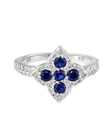 Effy 14K White Gold Sapphire & Diamond Petal Halo Ring