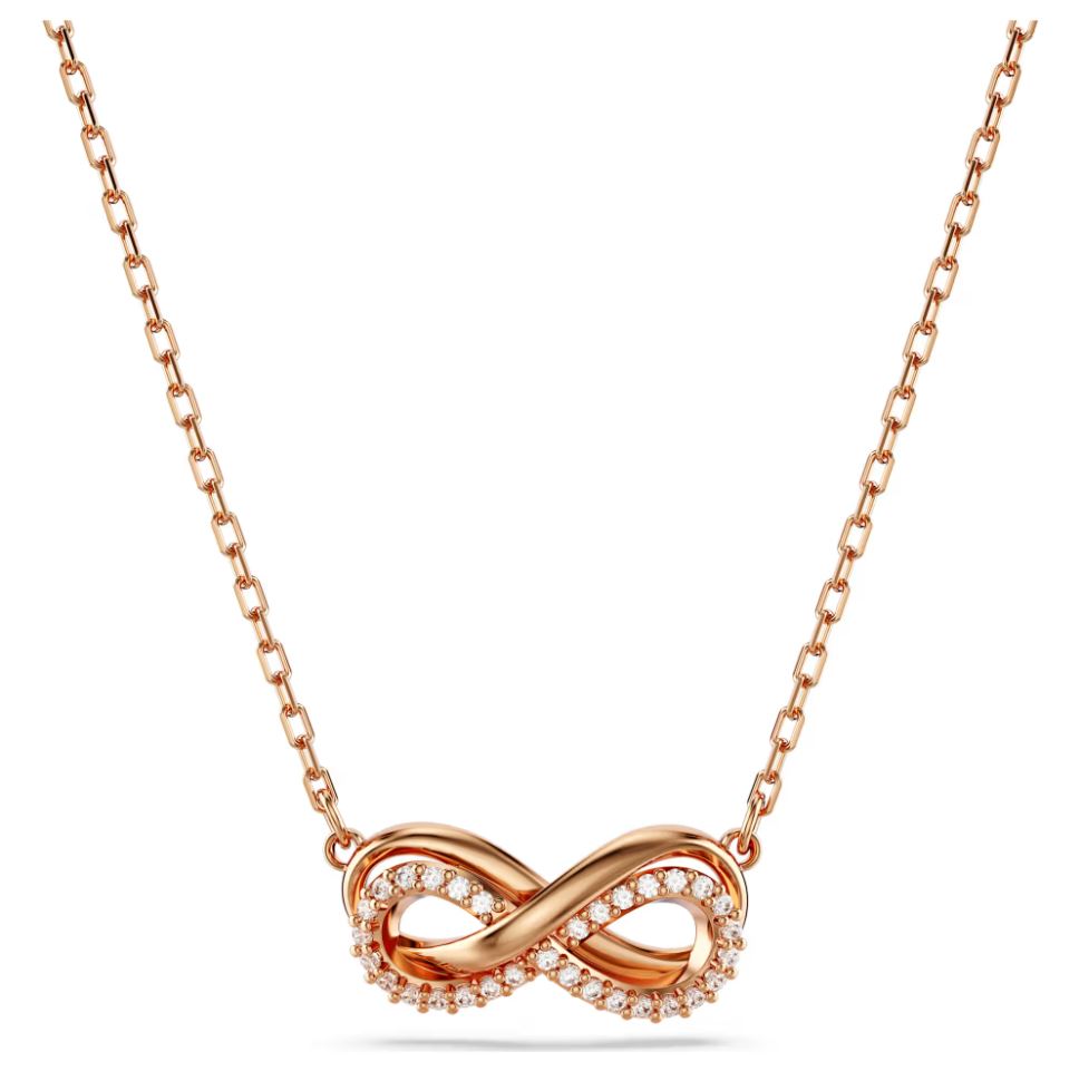 Swarovski Hyperbola Pendant Necklace - Pavé, Infinity, White, Rose Gold-Tone Plated