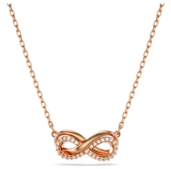 Swarovski Hyperbola Pendant Necklace - Pavé, Infinity, White, Rose Gold-Tone Plated