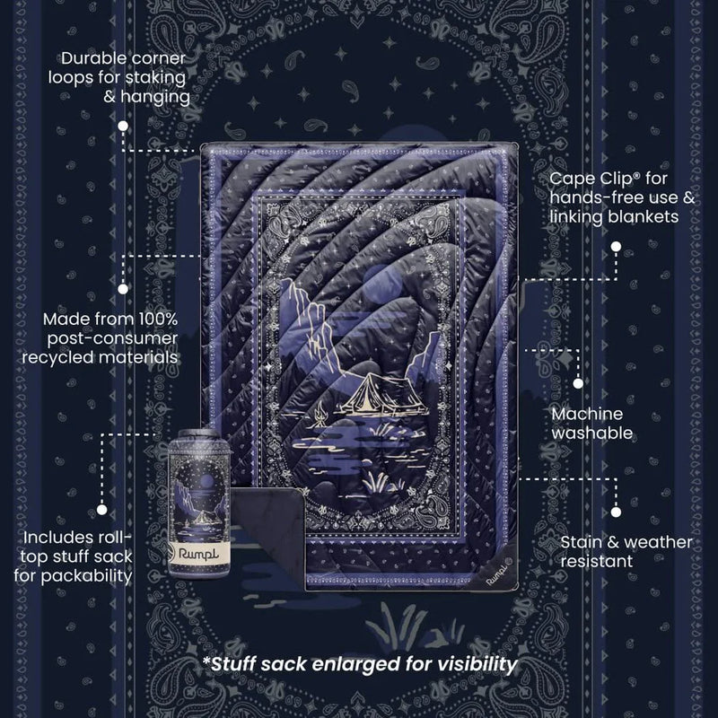 Rumpl Original Puffy Blanket - Midnight Mesa Bandana