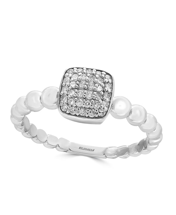 Effy 14K White Gold & Diamond Square Ring - Size 7
