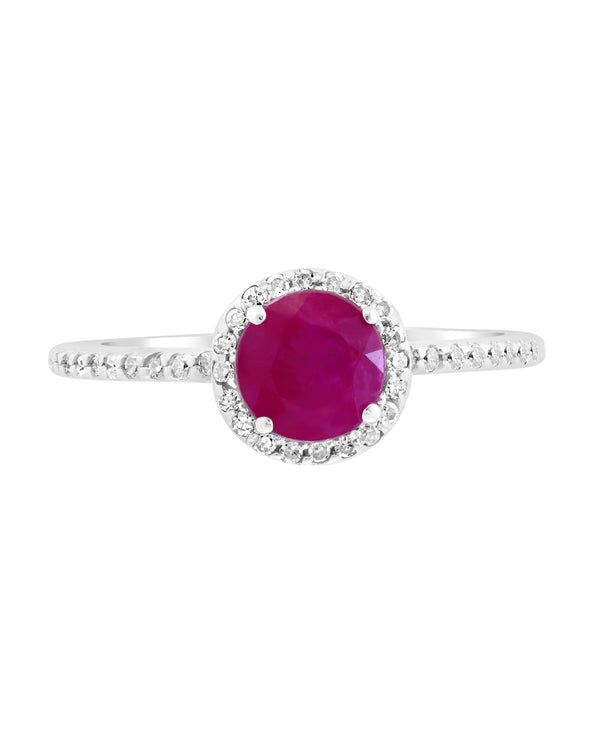 Effy 14K White Gold Natural Ruby & Diamond Ring - Size 7
