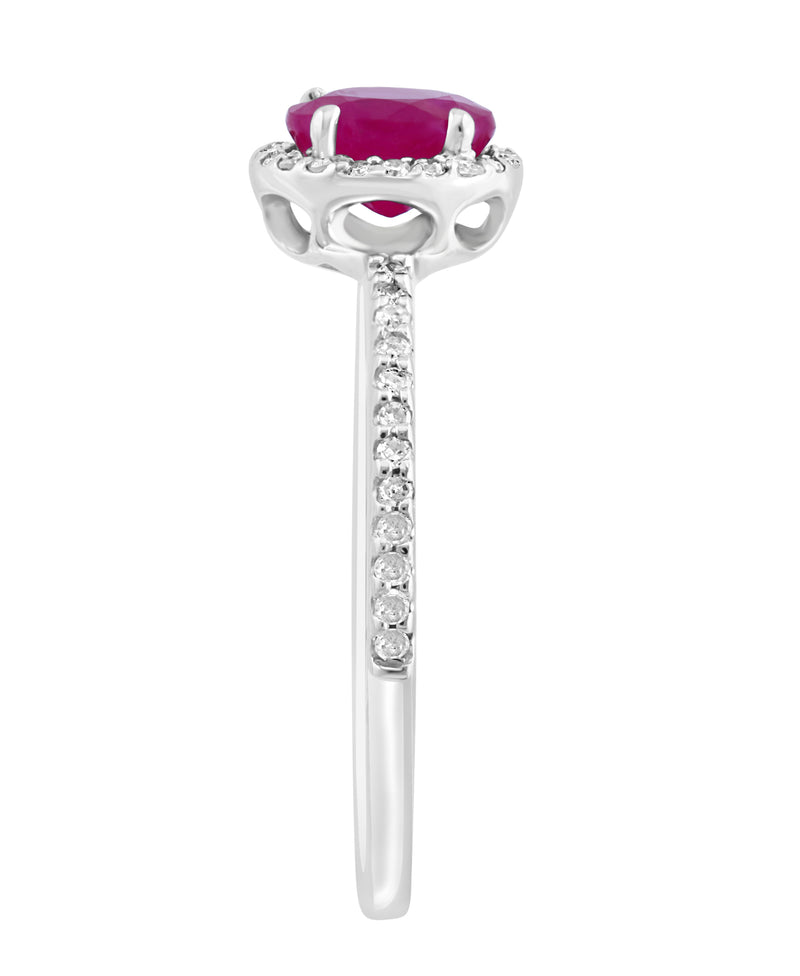 Effy 14K White Gold Natural Ruby & Diamond Ring - Size 7