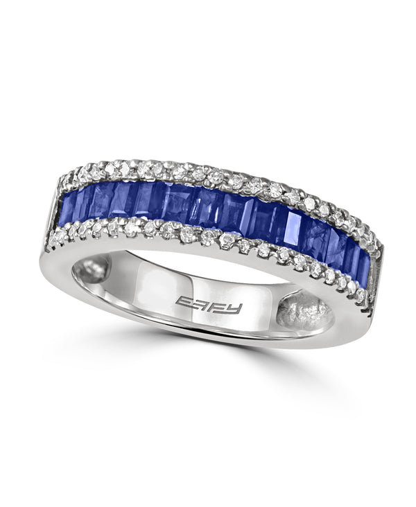 Effy 14K White Gold Sapphire & Diamond Band Ring