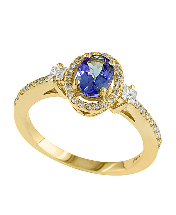 Effy 14K Yellow Gold Tanzanite & Diamond Halo Ring
