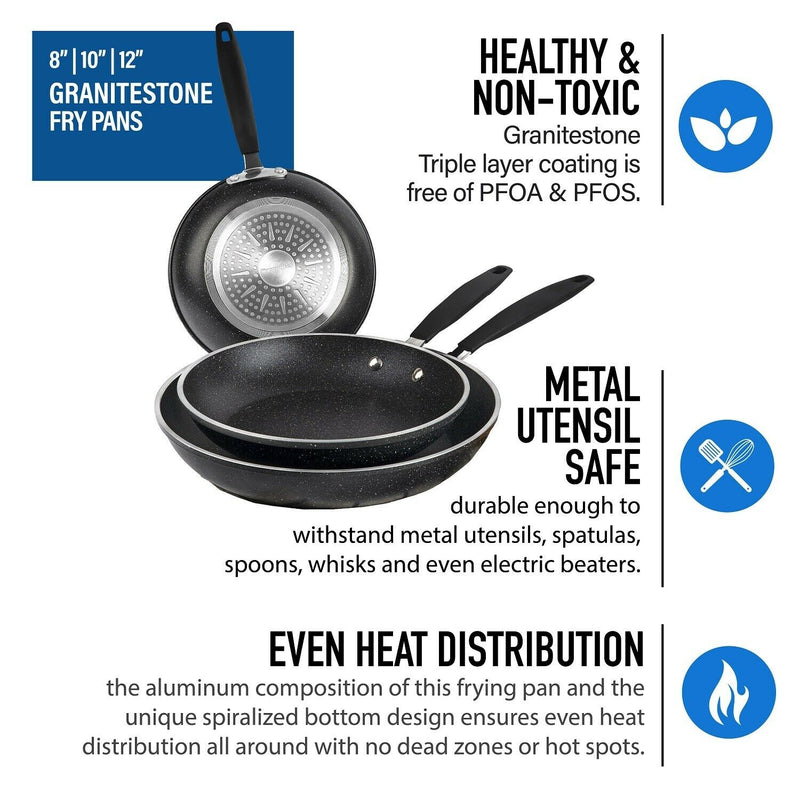 GraniteStone 3-Piece Non-Stick Frying Pan Set