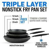 GraniteStone 3-Piece Non-Stick Frying Pan Set