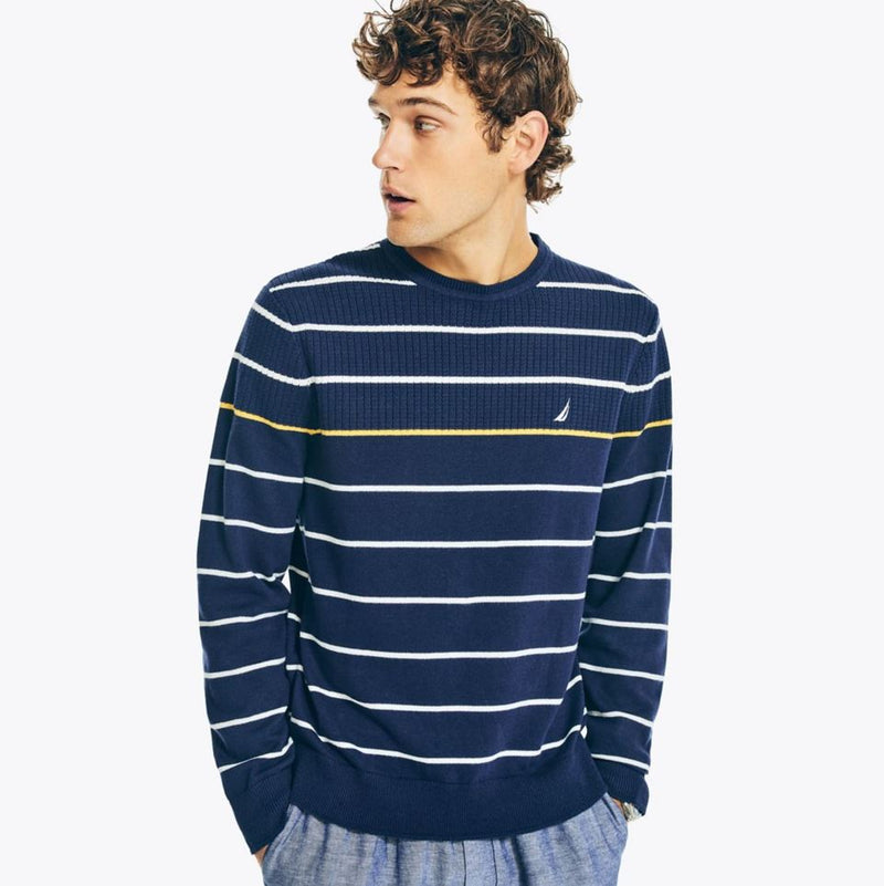 Nautica Stripe Textured Crewneck Sweater Nautica Men's Lightweight