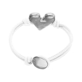 UNOde50 White Leather Silver Heart Bracelet - Medium
