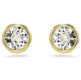 Swarovski Imber Stud Earrings - Round cut, White, Gold-tone plated