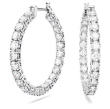 Swarovski Matrix Hoop Earrings - Round cut, White, Rhodium plated