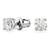 Swarovski Stilla Attract Stud Earrings - Round cut, White, Rhodium plated