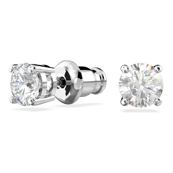 Swarovski Stilla Attract Stud Earrings - Round cut, White, Rhodium plated