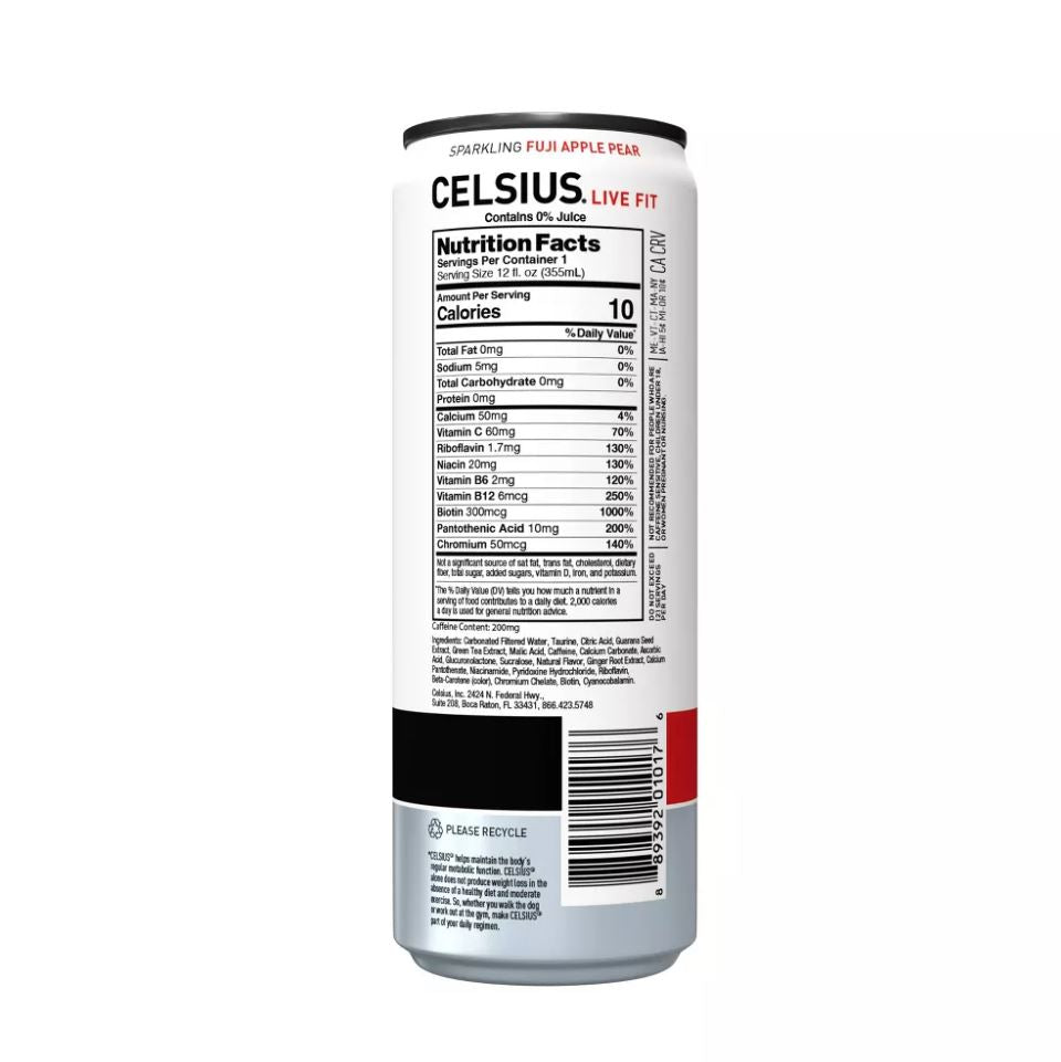 CELSIUS Live Fit Energy Drink - Sparkling Fuji Apple Pear - 12 oz.