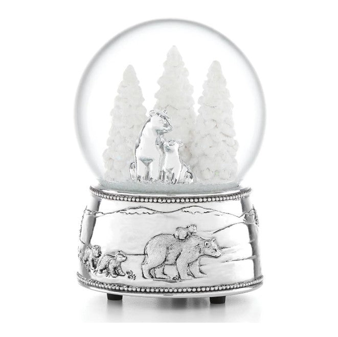 Lenox Reed & Barton North Pole Bound Polar Bear & Cubs Musical Snow Globe