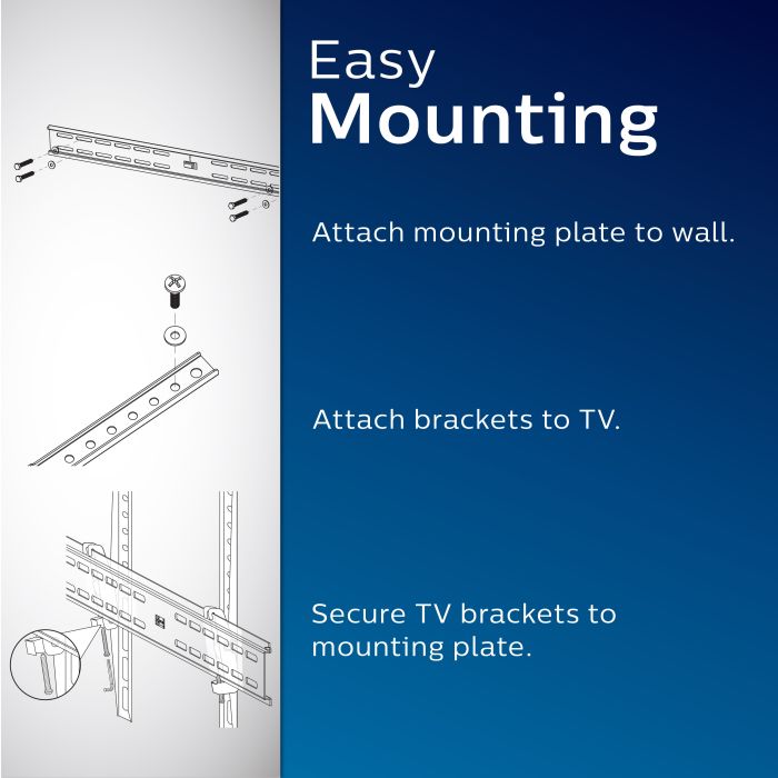 Philips Large Flat-Screen TV Tilt Wall Mount, Up To 100"