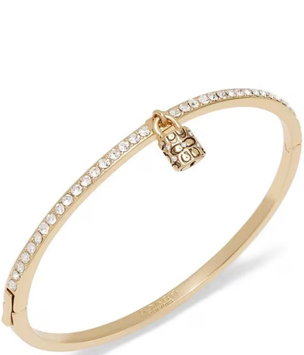 Coach Iconic Crystal Padlock Tennis Bangle Bracelet - Gold-Plated