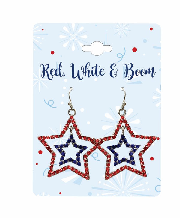 FAF Patriotic Red, White, & Blue Star Earrings