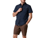 Free Country Mens Expedition Nylon Solid Short Sleeve Button Down Shirt