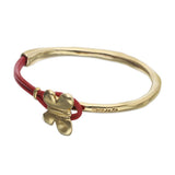 UNOde50 18k Gold & Red Leather Butterfly Semi-Rigid Bracelet - Medium
