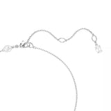 Swarovski Matrix Pendant Necklace - Crystal Pearl, Round Cut, White, Rhodium Plated