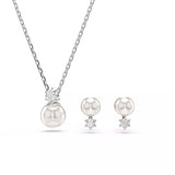 Swarovski Matrix Set - Crystal Pearl, Round Cut, White, Rhodium Plated