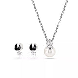 Swarovski Matrix Set - Crystal Pearl, Round Cut, White, Rhodium Plated